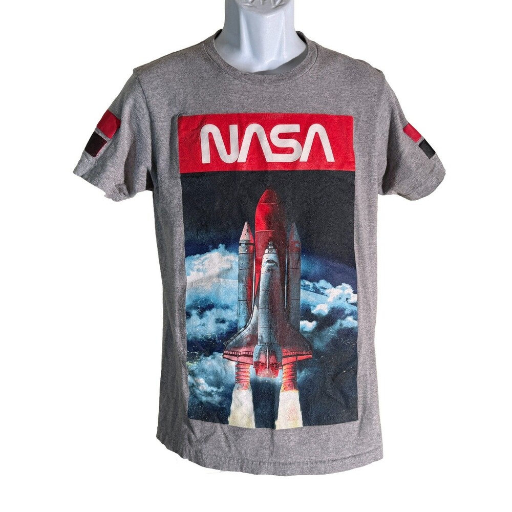NASA Short Sleeve Pull-Over Gray Shirt by Akademiks Medium